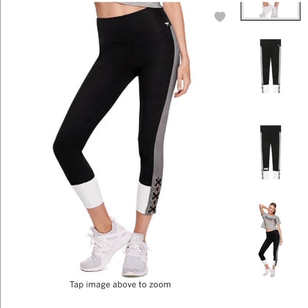 VS PINK Cotton High Waist Ankle Lace-Up Leggings